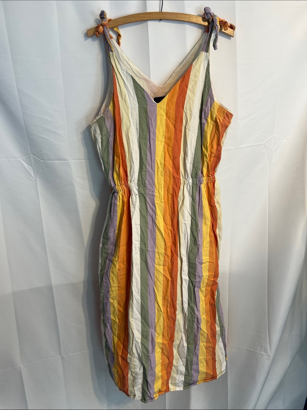 Sleeveless colorful Striped Tie-Shoulder Dress